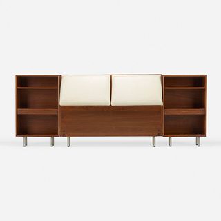 George Nelson & Associates, headboard, model 4646, and nightstands, pair