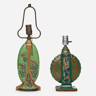 Louis Lourioux, Art Deco lamp bases, set of two
