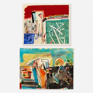 Robert S. Neuman, Mirage Study #1; Study for the Hommage to the Poet (two works)