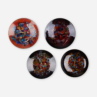 Karl Drerup, footed plates, collection of four