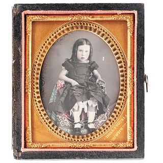 J.P. Ball Daguerreotype of a Little Girl with Hand Tinting, Cincinnati, circa 1850