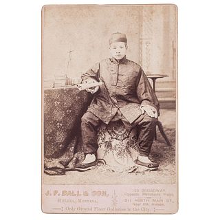 J.P. Ball Cabinet Card of Young Chinese Scholar, Helena, Montana, circa 1888