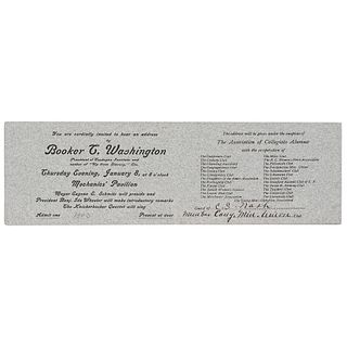 An Address by Booker T. Washington Invitation Ticket, San Francisco, 1903