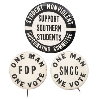 Student Nonviolent Coordinating Committee and Freedom Democratic Party Pinbacks