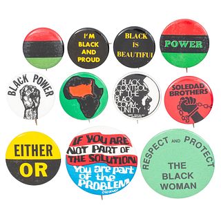 Black Cause Pinbacks, Lot of 11, circa 1960s and 1970s