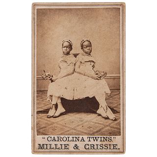 "Carolina Twins" Millie & Crissie, Early CDV of Millie-Christine McKoy, 1866