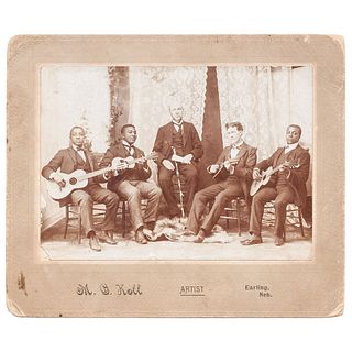 Mixed Race Musical Quartet, Cabinet Card by M.B. Koll, Nebraska, circa 1900
