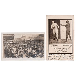 Jack Johnson vs. Jim Jeffries 1910 Reno, Nevada Bout Postcards