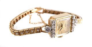 14k Gold & Diamonds Bracelet Watch