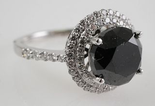 14K White Gold & BLACK DIAMOND Ring 