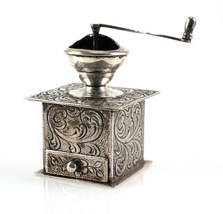 Dutch 835 Silver Miniature Coffee Grinder Mill 
