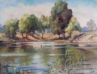 EMILY DILLARD—Oil on Canvas—White Rock Lake—Texas
