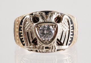 32nd Degree 14k Gold Diamond Masonic Ring