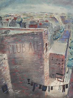 JAMES HARRIES, WPA Watercolor, New York Rooftops