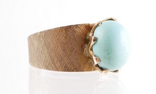 14K Yellow Gold TURQUOISE Cabochon Ring