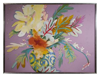 MICHAEL VOLLBRACHT, Large Oil on Canvas, Flowers
