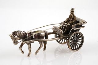 Dutch Silver 835 Miniature Horse & Carriage Buggy