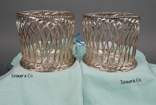 Pair TIFFANY & CO Sterling Silver WINE Coasters