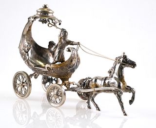 Silver Miniature Horse & Buggy Carriage