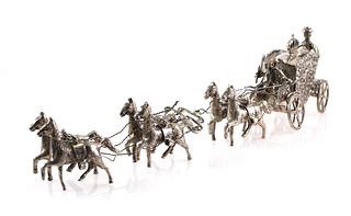 Dutch 835 Silver Miniature Royal Carriage & Horses
