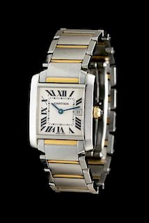 A Stainless Steel and Yellow Gold Ref. 2465 Tank Francaise Wristwatch, Cartier,