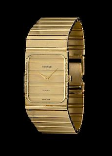 * A 14 Karat Yellow Gold Wristwatch, Geneve,