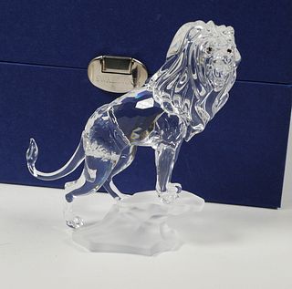 (2) Swarovski Crystal Lion Figurines