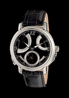 A Stainless Steel Masterpiece Retrograde Calendar with Moonphase Wristwatch, Maurice Lacroix,