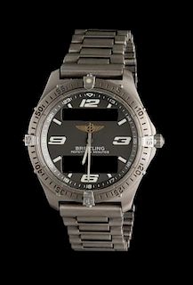 A Titanium Dual Digital-Analog Aerospace Wristwatch, Breitling,