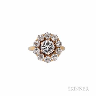Diamond Ring, set with a full-cut diamond weighing approx. 1.20 cts., in an antique Tiffany & Co. mount set with European-cut diamonds,