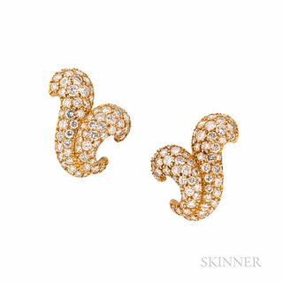 H. Stern 18kt Gold and Diamond Earrings, set with 128 full-cut diamonds, total wt. 4.68 cts., 7.0 dwt, lg. 15/16 in., maker's mark.