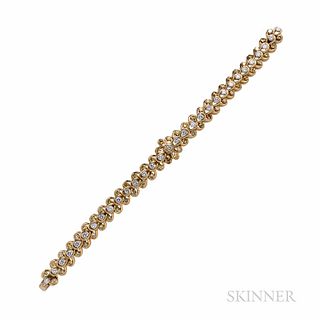 18kt Gold, Colored Diamond, and Diamond Bracelet, set with full-cut yellow diamonds and diamonds, approx. total wt. 6.00 cts., 34.4 dwt