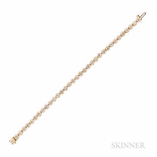 14kt Gold and Diamond Line Bracelet, set with full-cut diamonds, total wt. 7.00 cts., 7.2 dwt, lg. 6 3/4 in.