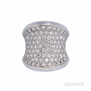 Cartier 18kt White Gold and Diamond Ring, France, pave-set with full-cut diamonds, approx. total wt. 4.50 cts., 17.4 dwt, size 5 1/2, n