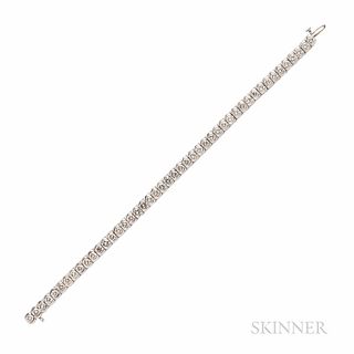 14kt White Gold and Diamond Bracelet, set with forty-six full-cut diamonds, approx. total wt. 7.25 cts., 15.3 dwt, lg. 7 in.