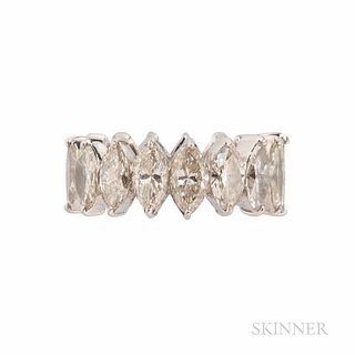 Platinum and Diamond Band, set with marquise-cut diamonds, approx. total wt. 5.00 cts., size 4 3/4.