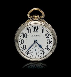 A 14 Karat Gold Filled 60-Hour Bunn Special 163 Open Face Pocket Watch, Illinois, Circa 1931,