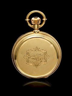 An 18 Karat Yellow Gold Hunter Case Pocket Watch, Frederic Nicoud,