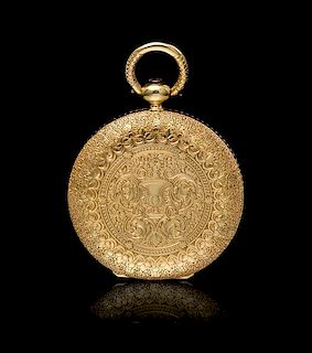 An 18 Karat Yellow Gold Key Wound Hunter Case Pocket Watch, James Courvoisier, Circa 1867,