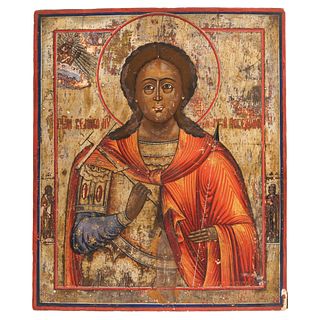 ICON, RUSSIA, 19th century, SAN JORGE VICTORIOSO, Oil on wood, Conservation details, 13.9 x 11.8" (35.5 x 30 cm)