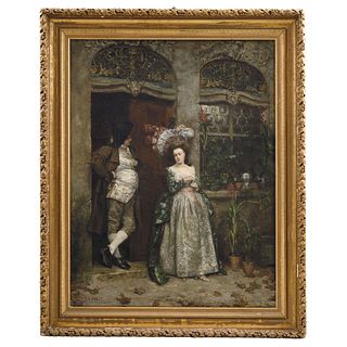 HENRI PILLE, (FRANCE, 1844 - 1897), L´AUTOMNE, Oil on canvas, Signed, Conservation details, 45 x 34.6" (114.5 x 88 cm)