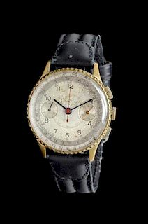 * A Gold Plated Steel Ref. 769 Slide-Rule Chronomat Chronograph Wristwatch, Breitling, Circa 1940,