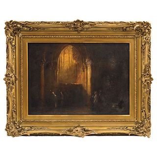 INTERIOR DE CONVENTO, 19th century, Oil on canvas, Signed "Douglas Arthur Teed", 19.6 x 27.5" (50 x 70 cm)