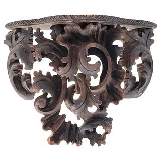 BASE, 20th century, Made of wood, carved with acanthus-like designs, 19 x 25 x 9.4" (48.5 x 63.5 x 24 cm)