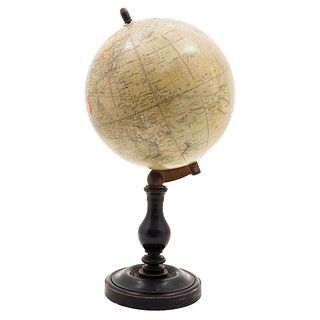 GLOBE, FRANCE, 20th century, Made of wood and paper, iron support and wooden base, 15.3" (39 cm)