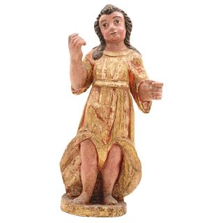ÁNGEL PASIONARIO, MÉXICO, 18th century, Carved in polychrome wood, Conservation details, 20.8" (53 cm)