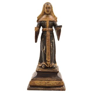 SANTA TERESA, MÉXICO, 18th century, Carved in polychrome wood, Conservation details, 14.1" (36 cm) in height