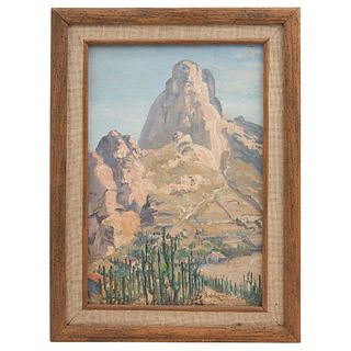 BORIS ANTIPOVICH, 20th century, PEÑA DE BERNAL, Oil on canvas on fibercel, Signed and dated 1955, 19.6 x 12.9" (50 x 33 cm)