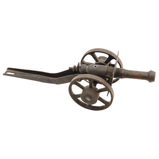 SCALE CANNON, MÉXICO, 19th century, Cast iron wrought with metal applications, 19.2" (49 cm)