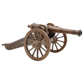 SCALE CANNON, MÉXICO, 19th century, Cast bronze with wrought iron and metal applications, 14.1" (36 cm)